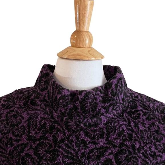 Coldwater Creek Purple Floral Chenille Mock Neck Sweater, Lounge, Cozy, Size L - Picture 2 of 12